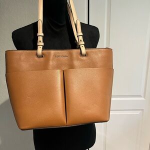 Michael Kors Cognac Leather Tote with Cream Straps